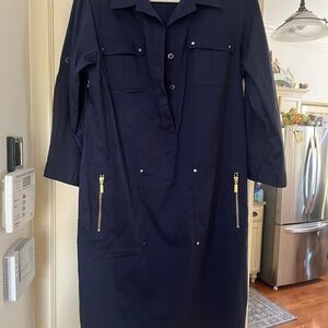 Ellen Tracy Navy Long Sleeve Dress
